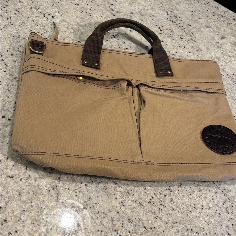 Duluth Pack City Portfolio Tan Canvas Tote Bag with Brown Handles